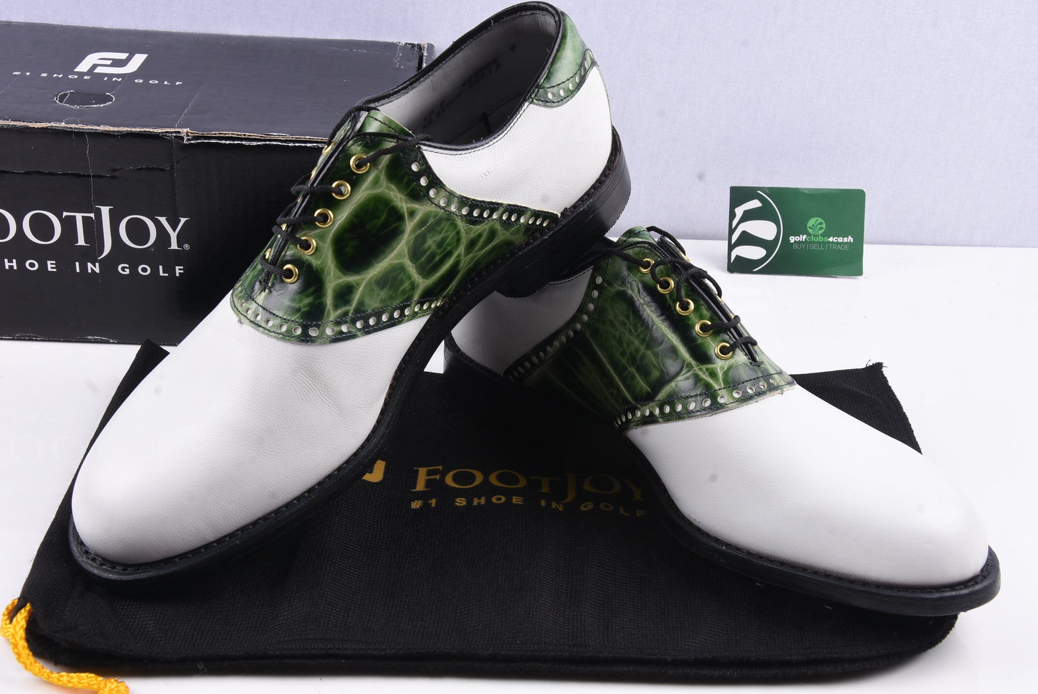 Footjoy Classics Dry Premiere Golf Shoes / 50713 / White & Green / Siz