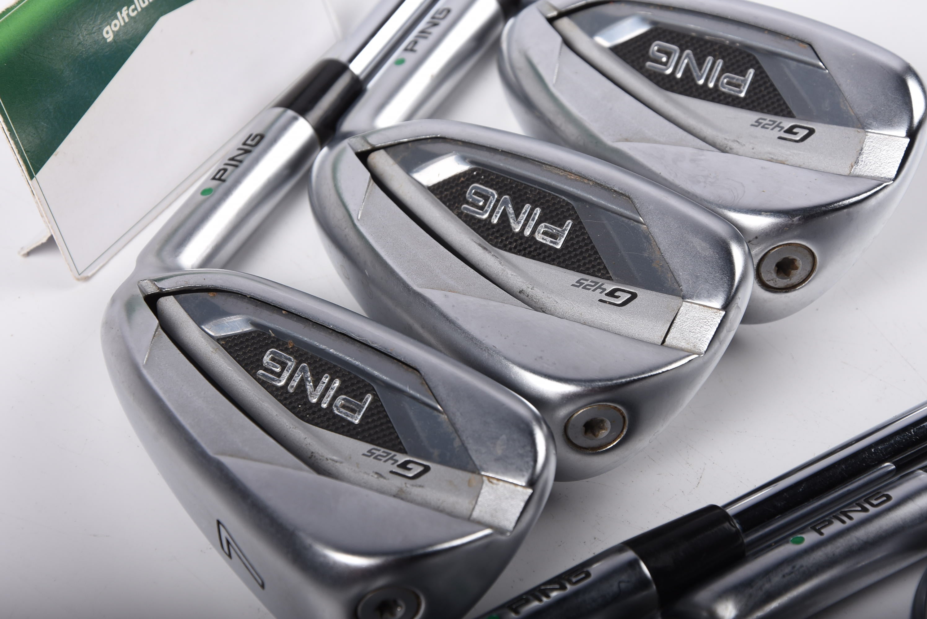 Ping G425 Irons / 7-PW+GW+SW+LW / Green Dot / Stiff Flex Ping AWT 2.0