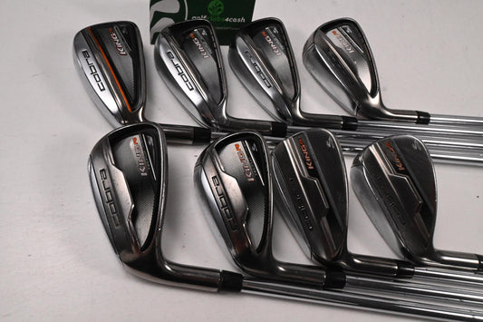 Left Hand Cobra King F6 Irons / 5-PW+GW+SW / Stiff Flex Steel Shafts